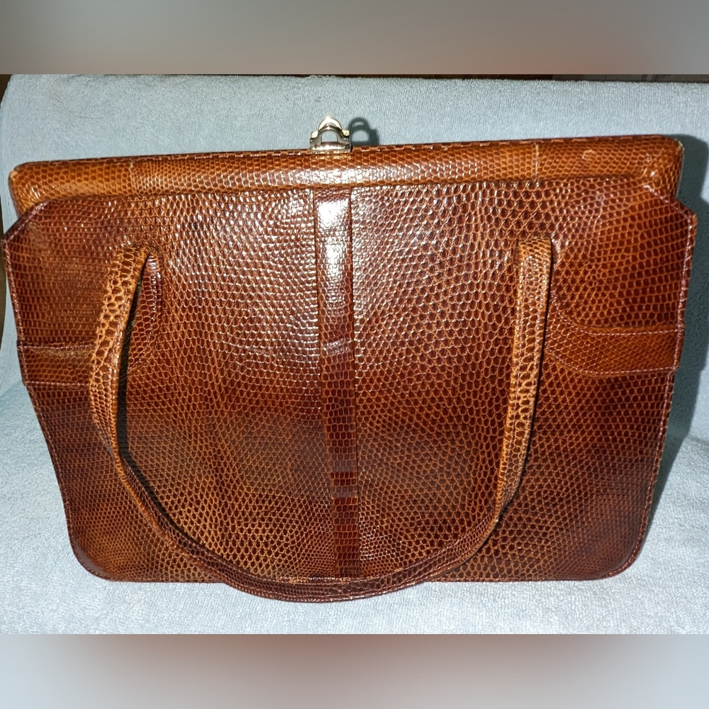 Vintage Beards of Cheltenham lizard handbag.